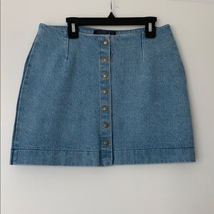 REFORMATION snap front denim skirt